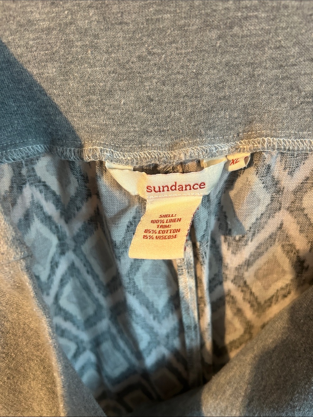 Women's linen Sundance pants  in Gray Diamond Print XL - Picture 2 of 5